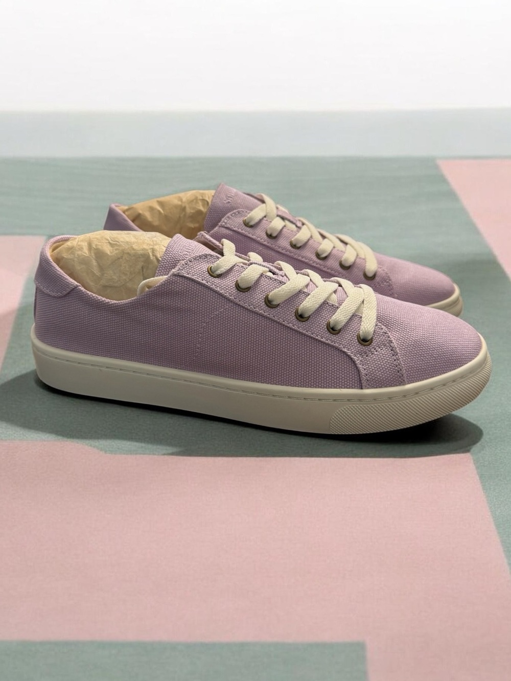 Soludos Ibiza Lavender Canvas Low-Top Sneakers with White Sole